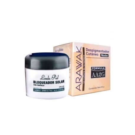 KIT CREMA ARAWAK DESPIGMENTADORA + BLOQUEADOR NATURAL( AYUDA A DESPIGMENTAR Y BLOQUEA Y NUTRE LA PIEL) TOTAL *2 UNIDADES