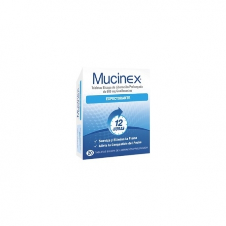 MUCINEX (TOS Y EXPECTORANTE DE FLEMAX GUAFENESINA) CAJA*20 TABLETAS X 2 UNIDADES