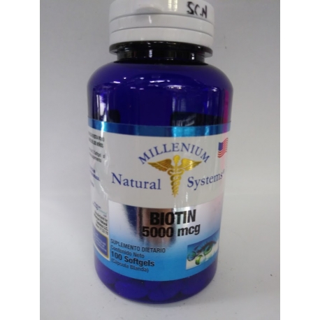 BIOTIN 5000 MCG FRASCO *100 SOFTGELS Milenium